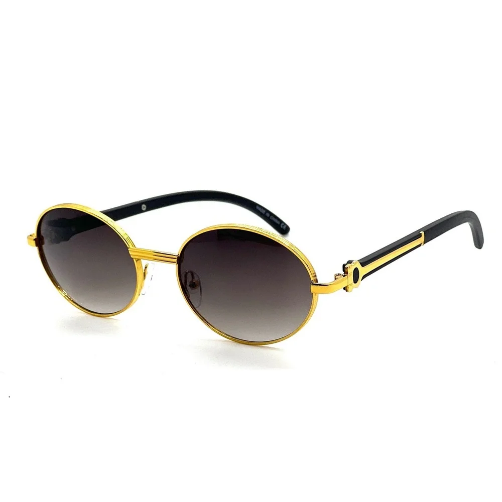 Sunglasses Gold Frame with Black Accent Designer Style Men's Fashion Hip Hop New